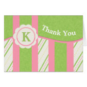 Sorbet Stripes and Dots Monogram Note Card (Front Horizontal)