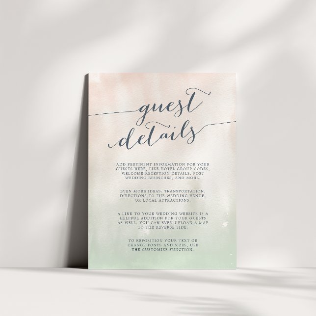 Sorbet | Watercolor Pastel Guest Details Card (Creator Uploaded)