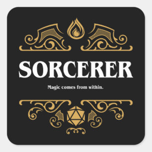 Sorcerer Class Tabletop RPG Gaming Square Sticker