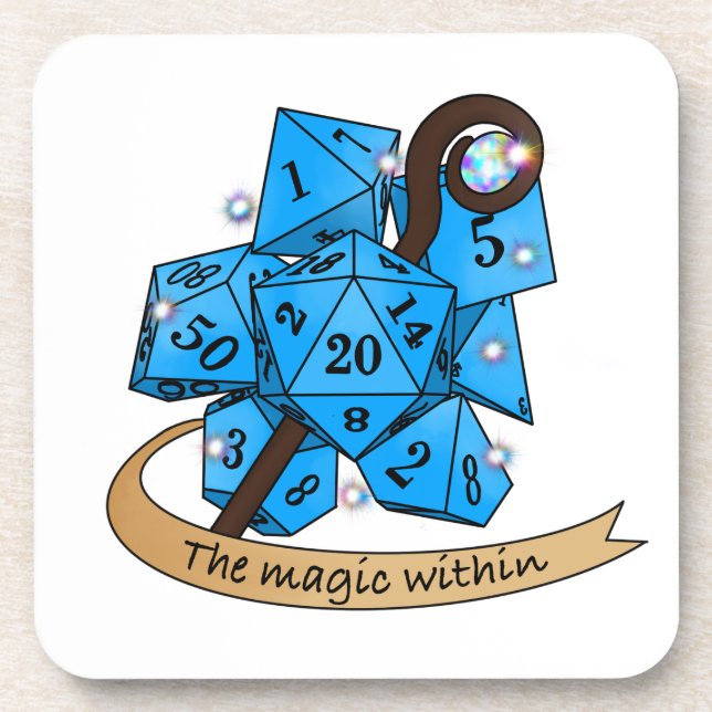 Sorcerer Dice Design Beverage Coaster (Front)