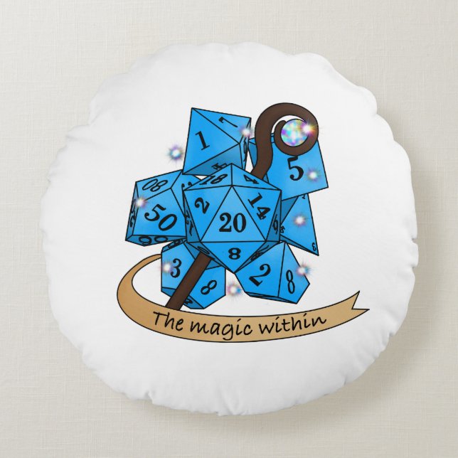 Sorcerer Dice Design Round Pillow (Front)