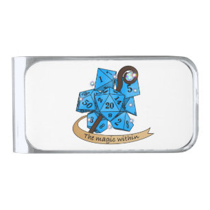 Sorcerer Dice Design Silver Finish Money Clip