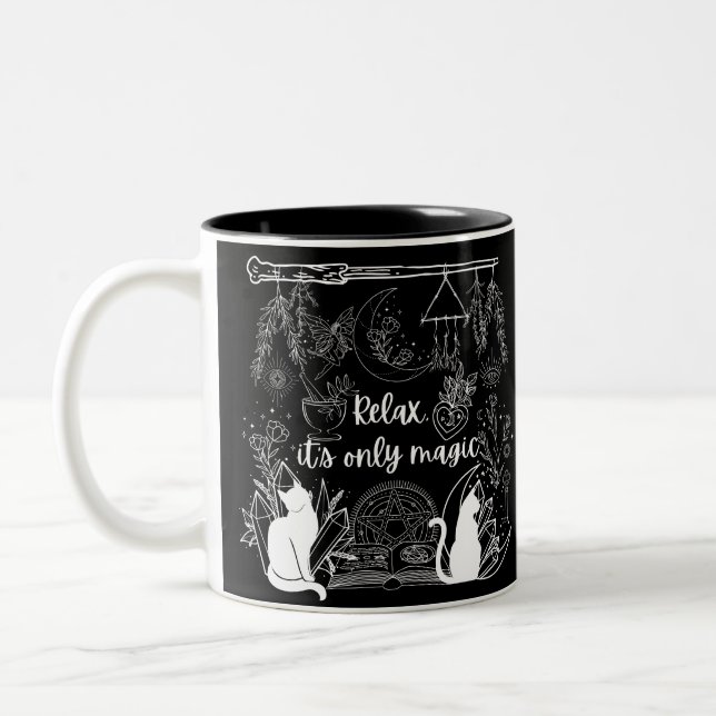 Sorcerer's Serenity: Relax, It's Only Magic Design Two-Tone Coffee Mug (Left)