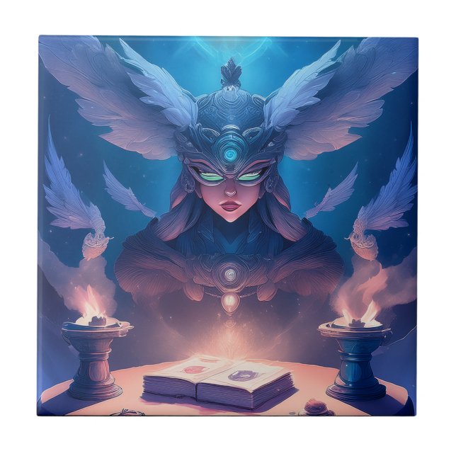 Sorceress  Getting Ready To Cast Spell Ceramic Tile (Front)