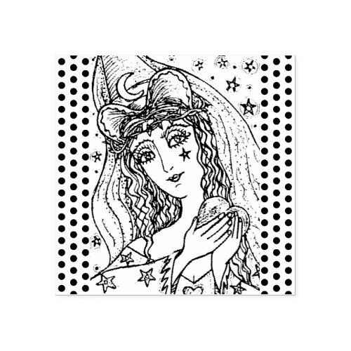 SORCERESS GOTH HALLOWEEN WITCH RUBBER STAMP