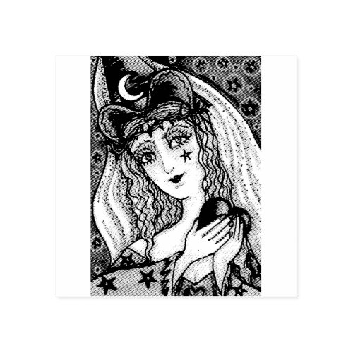 SORCERESS GOTH HALLOWEEN WITCH RUBBER STAMP
