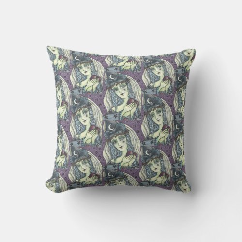 SORCERESS GOTH WITCH HEART THROW PILLOW Repeat
