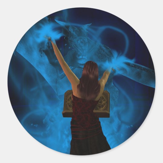 Sorceress Summoning Classic Round Sticker