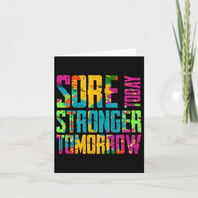 Sore Today Stronger Tomorrow Motivational Workout  Card (Front)