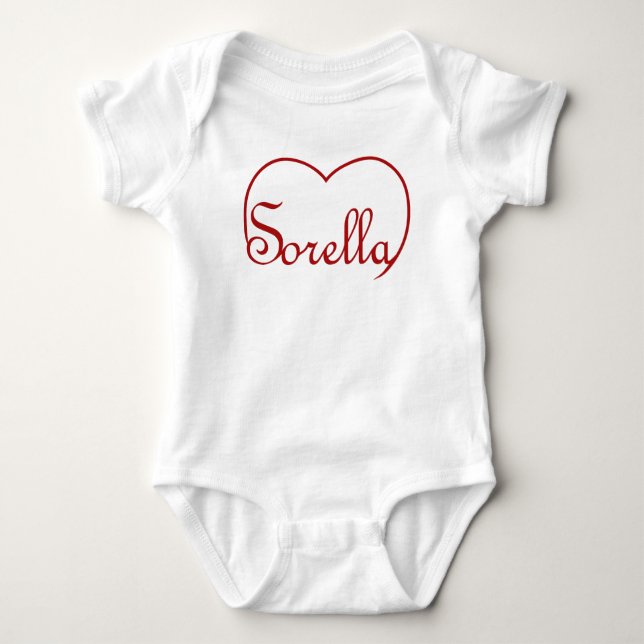Sorella Italian Sister heart Red Baby Bodysuit (Front)