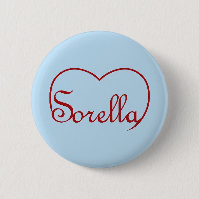 Sorella Italian Sister heart Red Button (Front)