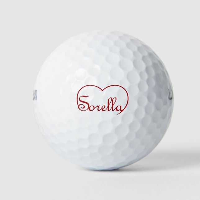 Sorella Italian Sister heart Red Golf Balls (Front)