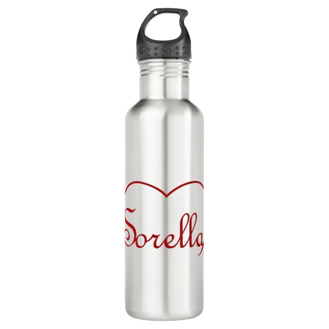 Sorella Italian Sister heart Red Stainless Steel Water Bottle (Front)
