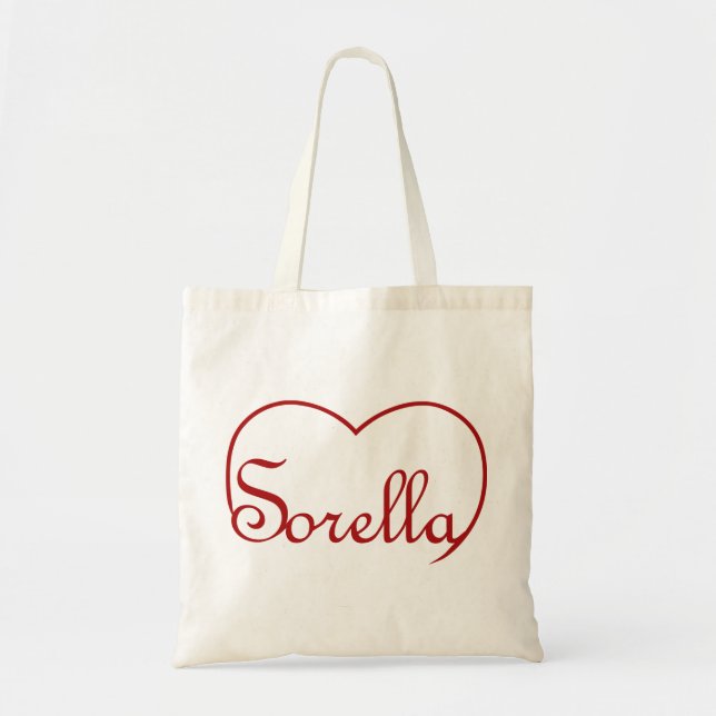 Sorella Italian Sister heart Red Tote Bag (Front)