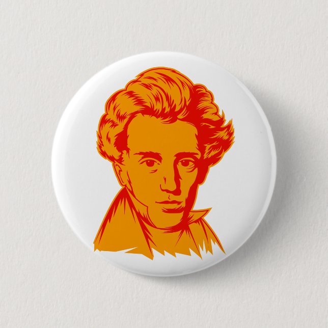 Soren Kierkegaard philosophy existentialist portra Button (Front)
