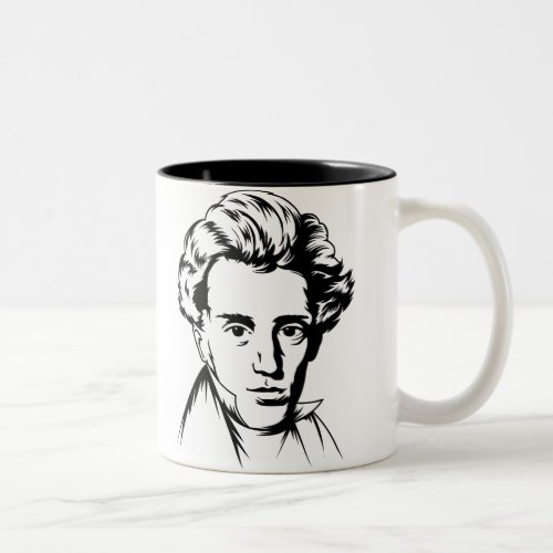 Soren Kierkegaard philosophy existentialist portra Two_Tone Coffee Mug