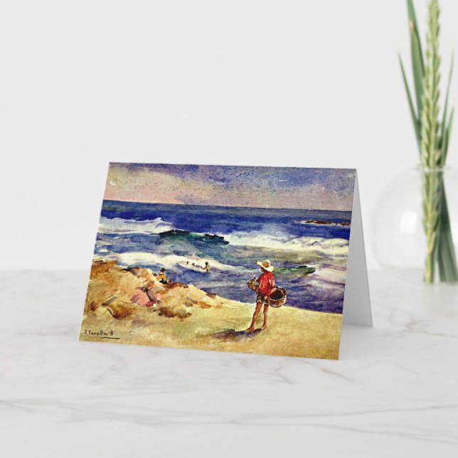 Sorolla - Boy on the Sand, fine art Card (Front)