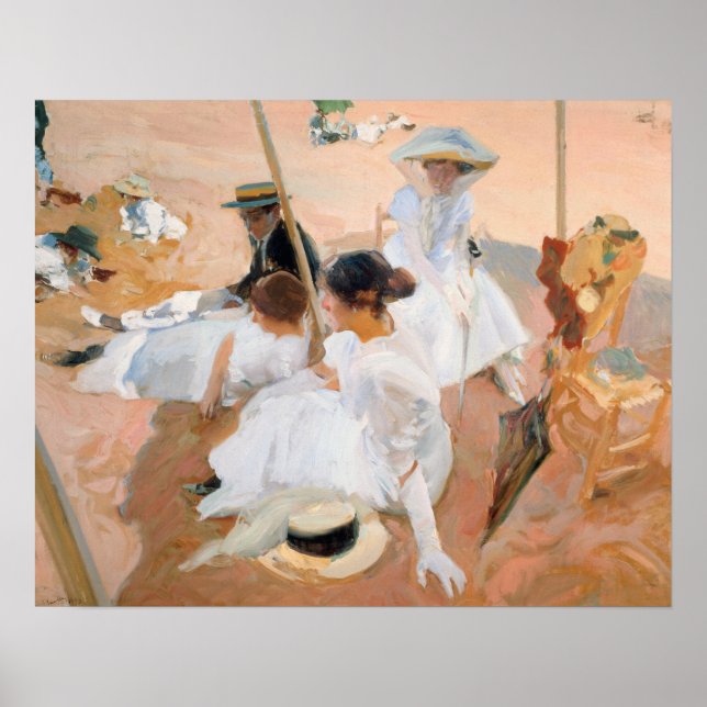 Sorolla - Under The Awning, Beach At Zarauz Poster (Front)