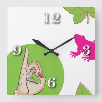 Sorority Life Pink And Green Square Wall Clock by dawnfx at Zazzle