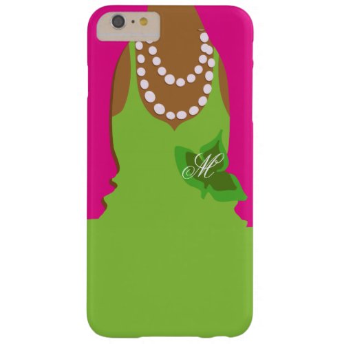 Sorority Life Pink Green Monogram Barely There iPhone 6 Plus Case