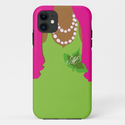 Sorority Life Pink Green Monogram iPhone 11 Case