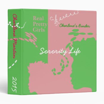 Sorority Pink And Green Binder by dawnfx at Zazzle