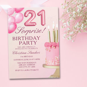 Sorprise Birthday Party 21th Birthday with Numers  Invitation