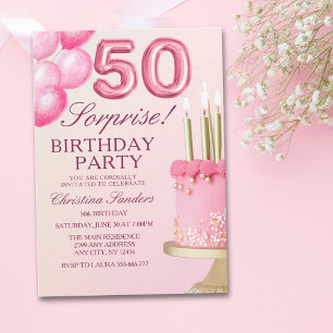 Sorprise Birthday Party 50th Birthday with Numers Invitation