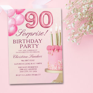 Sorprise Birthday Party 90th Birthday with Numers  Invitation