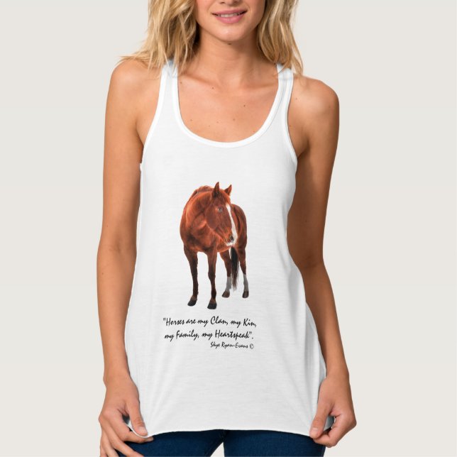 Sorrel Horse and "Horses are my Clan" Quote Tank Top (Front)