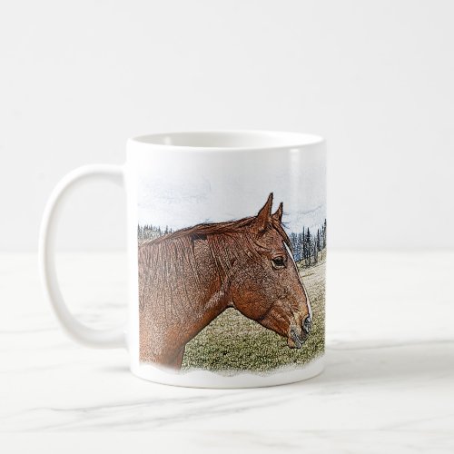 Sorrel Horse Portrait Equine Art Illustration Coffee Mug