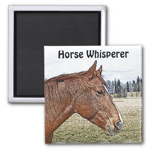 Sorrel Horse Portrait Equine Art Illustration Magnet