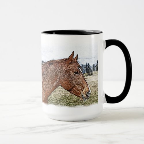 Sorrel Horse Portrait Equine Art Illustration Mug