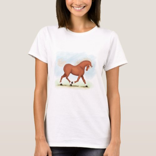 Sorrel Horse With Blaze  Socks Equestrian T_Shirt