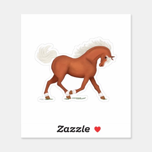 Sorrel Horse With Blaze  Socks Pony Equestrian Sticker