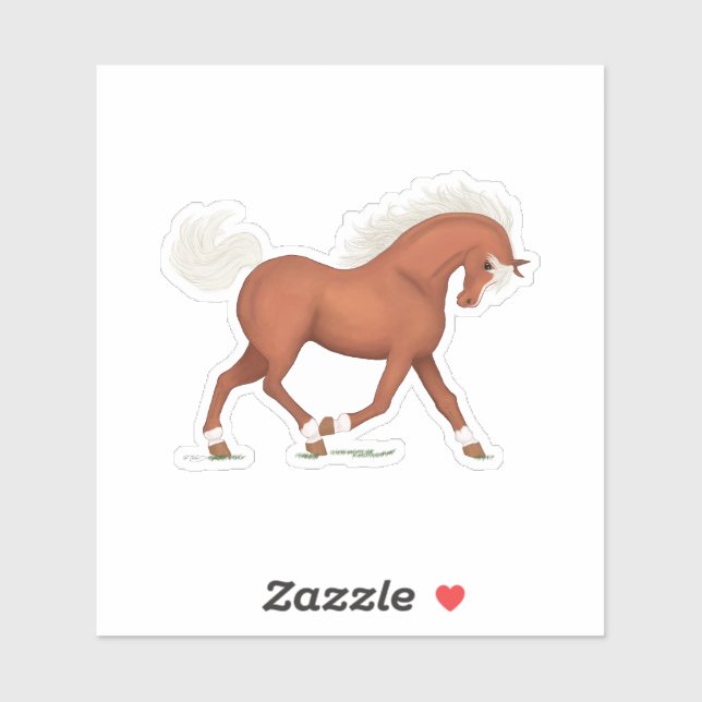 Sorrel Horse With Blaze & Socks Pony Equestrian Sticker (Sheet)