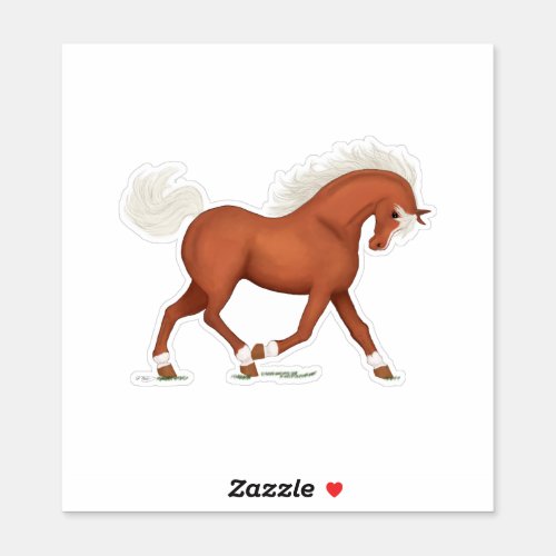 Sorrel Horse With Blaze  Socks Pony Equestrian Sticker