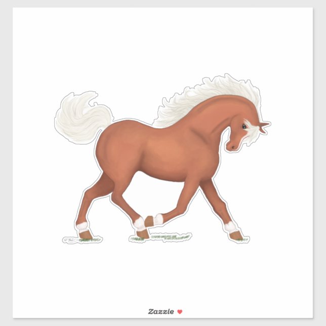Sorrel Horse With Blaze & Socks Pony Equestrian Sticker (Sheet)
