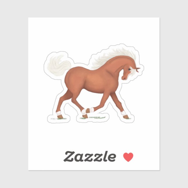 Sorrel Horse With Blaze & Socks Pony Equestrian Sticker (Sheet)