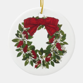 Sorrel /Poinsettia Wreath Ceramic Ornament