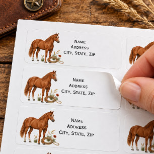 Sorrel Quarter Horse Western Prairie Personalized Label
