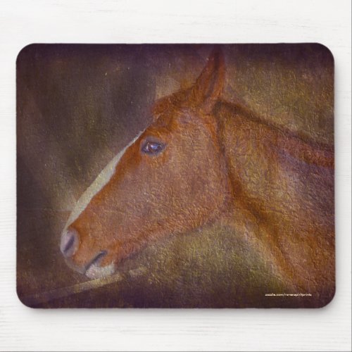 Sorrel Stallion in a Barn Stall Equine Art Mouse Pad