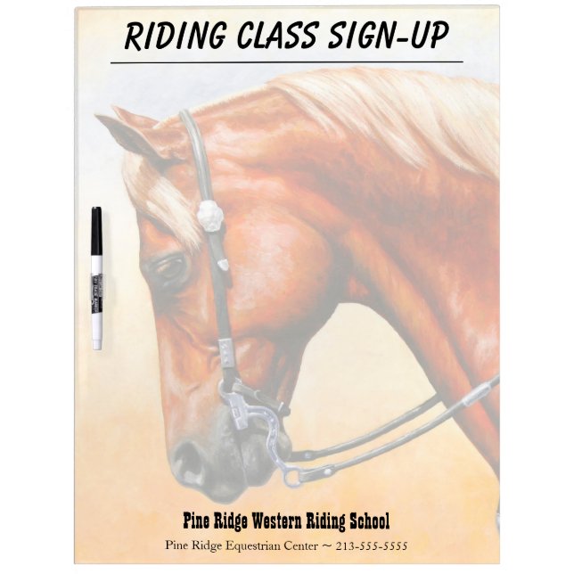Sorrel Western Pleasure Quarter Horse Dry-Erase Board (Front)
