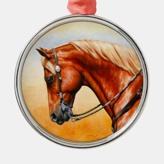 Sorrel Western Pleasure Quarter Horse Metal Ornament (Front)