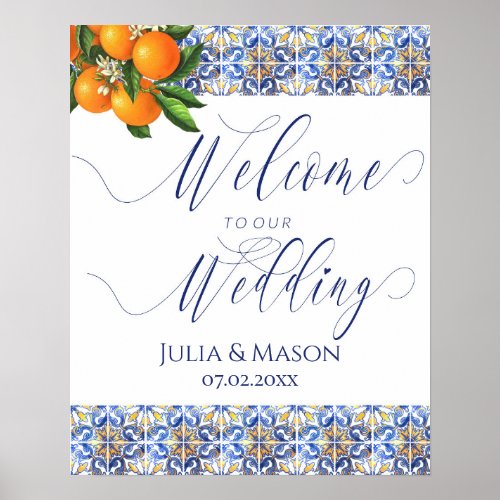 Sorrento  Elegant Wedding Tile Welcome Sign