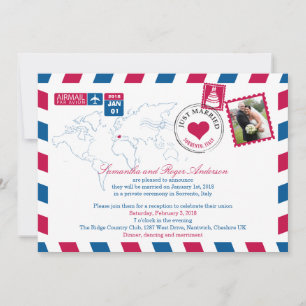 Sorrento Italy Airmail Post Wedding Reception Invitation