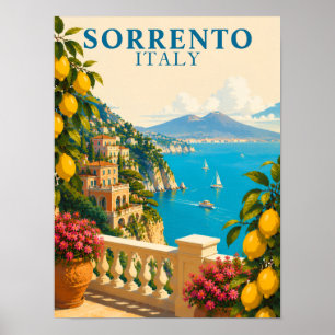 Sorrento Italy Lemons Vintage Travel Poster