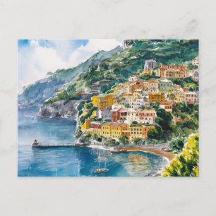 Sorrento Italy Water color Painting Postcard