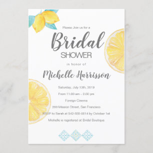 Sorrento. Lemon Watercolor Bridal Shower Invitation
