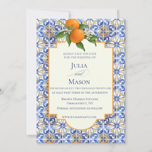 Sorrento Tile Coll Elegant Wedding Save The Date